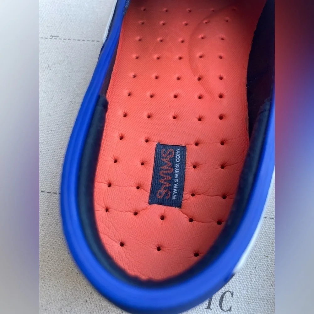 SWIMS Braided Lace Loafer Navy & Orange Slip On Shoes Land to Sea Size 12